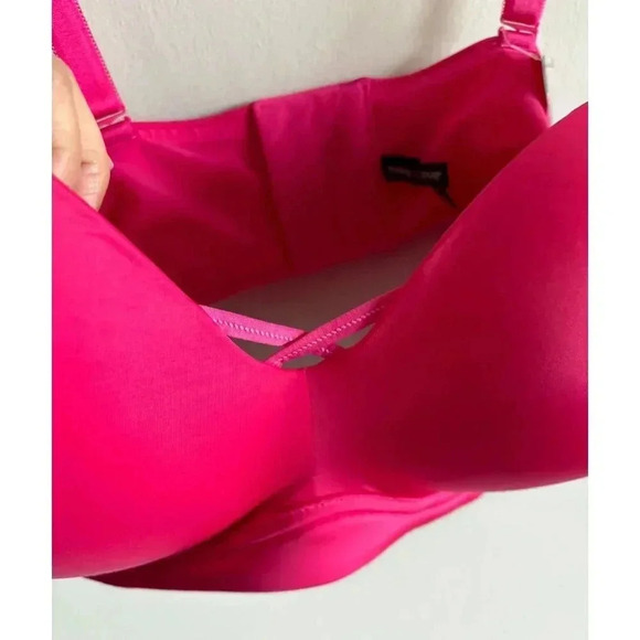 Torrid Curve Padded Wire Free Push Up Smooth Plunge Bra in Cabaret Pink Sz 46DD - Picture 6 of 11